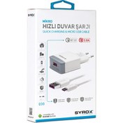 Resim Syrox Q30 Micro USB Hızlı Şarj Aleti Beyaz 