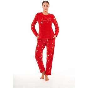 Resim Estiva Desenli Günlük Peluş Polar Bayan Pijama Takım (555360234) 
