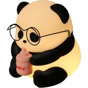 Resim Vkemall Sevimli Panda Şekilli Gece Lambası, Göz Dostu Sensörlü Yatak Odası Aydınlatma, Silikon Ve Abs Malzeme Diğer 