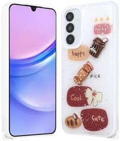 Resim M.TK moveteck Samsung Galaxy A34 Kılıf Emoji Ayıcık Desenli 3D Kabartmalı Karakterli Figürlü Parlak Coffe Silikon, Beyaz, Tek Ebat, cevze-a34-beyaz 