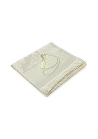 Resim Gelin Damat Bohçasına Uygun Hediyelik Kutulu İnci Tesbihli Çeyizlik Seccade Seti Krem 001 