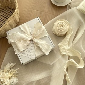 Resim Boho Şık Pileli Kurdele ile Lotus Yaprağı Kenarı - Polyester Kumaş Hediye Paketi Bağlama İpi Tatil Süslemeleri için, Mükemmel Halloween, Noel, Paskalya, Şükran Günü için 
