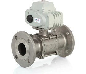 Resim Unox DN80 - 3" 24 V Dc Elektrikli Aktüatörlü Flanşlı Küresel Vana 3 Parçalı 