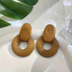 Resim 2 adet Bohem Tarzı Spiral Hollow Ahşap Küpe - Erkekler ve Kadınlar için Zarif Yuvarlak Asma Tasarımı, Yaz Plaj Tatilleri için Mükemmel, Plaj Tatili Takıları|Bohem Küpeler|Ahşap Küpe 