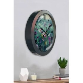 Resim Bahat Salon Ofis Duvar Saati Gri Metal Çerçeve 36 cm 