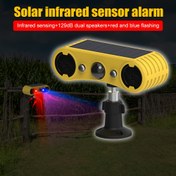 Resim Ev Güvenliği | Güneş Enerjili Kızılötesi Sensörlü Alarm - Dış Mekan Su Geçirmez, Çift Renkli Kırmızı & Mavi Yanıp Sönen Uyarı Işığı, 1200mAh Şarj Edilebilir Pil, Dokulu Tutamaçlı Ayarlanabilir Montaj, Dış Mekan Güvenlik Işığı | Çift Hoparlörlü Işıklar | Sağlam Yapı 