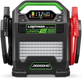 Resim LOKITHOR J10000HD 12V/24V 10.000Amp LiFePO4 Akıllı Akü Takviye + Powerbank + Led Lamba 