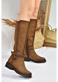 Resim Fox Shoes Vizon Kısa Topuklu Günlük Kadın Çizme G674240109 