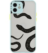Resim butikcase Iphone 11 Lüx Kamera Lens Korumalı Yılan Desenli Su Yeşili Telefon Kılıfı 