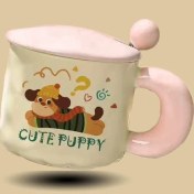 Resim Korrol Sevimli Karikatür Köpek Yavrusu Seramik Dak Yüksek Değerli Kupa Dak Kapaklı Kaşık Su Dağı Doğum Günü Hediyesi Kız Çocukları (Yurt Dışından) 