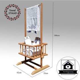 Resim Havluluk - Ahşap Banyo Rafı - Askılık - Banyo Havlu Rafı Kahverengi 