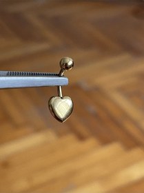 Resim Cerrahi Çelik Piercing Kalpli Piercing Kalpli Göbek Piercingi Mavi - Gümüş 