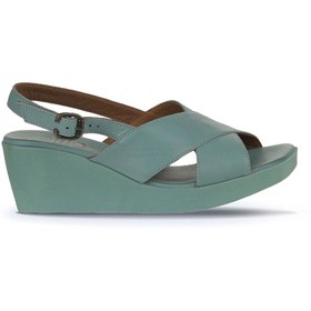 Resim Bueno Shoes Yeşil Açık Deri Kadın Dolgu Topuklu Sandalet 01wy2411 