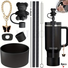 Resim Spor Kup Aksesuar Seti 30oz ve 40oz Tutma Kolu ile, Kelebek Kolye, Ayı Hasır Şapka, Parıltılı Hasır, Kolluk, Fırça, Su Geçirmez Kup Aksesuarları, Arkadaş Toplantıları, Parti Malzemeleri ve Kup Dekorasyon Aksesuarları için Mükemmel, Açık Hava 