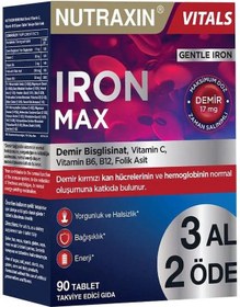 Resim Nutraxin Iron Max Takviye Edici Gıda 90 Tablet - 3 Al 2 Öde 