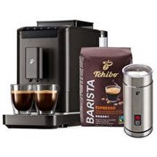 Resim Esperto 2 Caffè Tam Otomatik Kahve Makinesi, Granit Black & Elektrilkli Süt Köpürtücü, Paslanmaz Çelik & Barista Espresso Tchibo