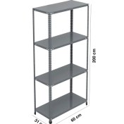 Resim Uzman Grup Raf Sistemleri 4 Raflı 2metre 31X60 Çelik Raf - Depo Rafı - Kiler Rafı - Arşiv Rafı - Dosya Rafı 