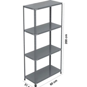 Resim Uzman Grup Raf Sistemleri 4 Raflı 2metre 31X60 Çelik Raf - Depo Rafı - Kiler Rafı - Arşiv Rafı - Dosya Rafı 