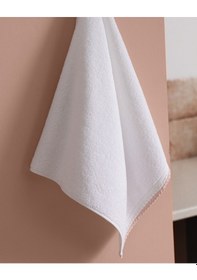 Resim Madame Coco Camille Kroşeli %100 Pamuk Yüz Havlusu - Beyaz/pudra - 50x70 Cm 8684427208571 Beyaz 