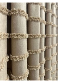 Resim Yatay Saçak Fonluk Pamuklu Keten Vizon Fon Perde 1/2,5 Orta Sık Pile Vizon 