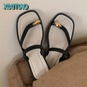 Resim Kadınlar İçin Fransız Slip-On Sandaletler - Kaymaz Açık Burunlu Plaj Ayakkabıları, Yastıklı PVC Taban, Şık Siyah & Beyaz Renk Seçeneği, Havuz Kenarı ve Resmi Etkinlikler İçin, XIXITIAO Kadın Ayakkabıları, Modern Tasarım, Dayanıklı Kauçuk Tabanlı 