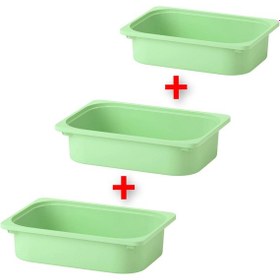 Resim 3 Adet Plastik Saklama Düzenleme Kutusu 42x30x10cm İkea 3'lü Kutu 