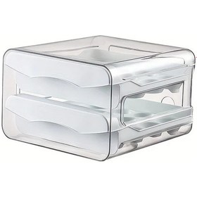 Resim Oldfriend Beyaz Çift Katlı Yumurta Saklama Kutusu - 32 Gözlü Stackable Düzenleyici 