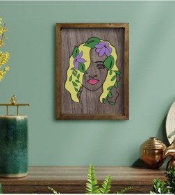 Resim Bk Home Woman Line Tasarımlı Doğal Masif Ahşap Çerçeveli Tablo-7 (551089885) 