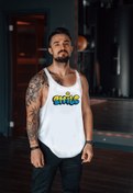 Resim Freeyez Smile Blue Smoke Gym Fitness Tank Top Sporcu Atleti 