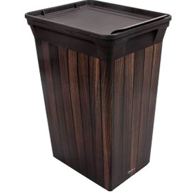 Resim QUTU Trashbin Darkwood 40 L Plastik Çöp Kovası 