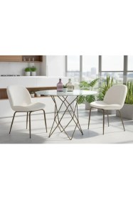 Resim Cnr Ripple Beyaz Mat Cam Metal Ayaklı Yemek, Mutfak, Balkon, Bahçe Masası 100 cm 