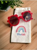 Resim minibuki Kırmızı Teddy Renkli Uv Korumalı Çocuk Güneş Gözlüğü 