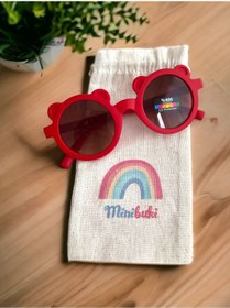 Resim minibuki Kırmızı Teddy Renkli Uv Korumalı Çocuk Güneş Gözlüğü 