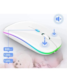 Resim Qasul 2.4ghz Kablosuz Çalışma Fare USB Şarj Edilebilir LED Lamba Rgb Fare Sessiz Ergonomik Dilsiz Fare Aydınlatmalı Dizüstü Pc Ipad 