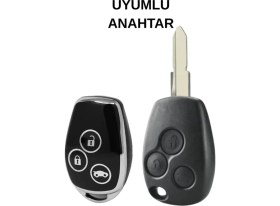 Resim Lanitra Renault Dacia Clio 3 Megane Fluence Kangoo Logan Duster 3 Buton Nano Anahtar Kılıfı Siyah 