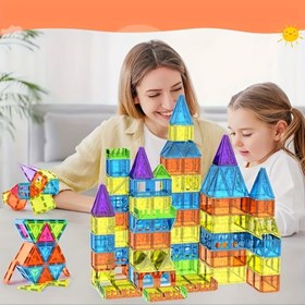 Resim 32/70/100/110 Parça Mıknatıslı Yapı Taşları, STEM Öğrenme Oyunu, 3 Yaş ve Üzeri Çocuklar için Manyetik Yapı Blokları, Okula Dönüş Hediyesi, Kız ve Erkek Çocuk Oyuncakları 