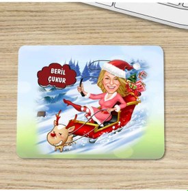 Resim Kadın Yılbaşı Karikatürlü Mouse Pad 
