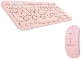Resim Microcase 2in1 Yuvarlak Tuşlu Bluetooth Kablosuz Klavye 800-1200-1600 DPI Bluetooth Kablosuz Mouse AL4812 (Pembe) 