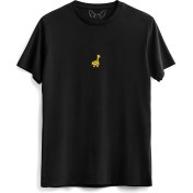 Resim Alfa Tshirt Animal Zürafa Resimli Dijital Baskılı Çocuk Siyah Tshirt 