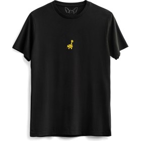 Resim Alfa Tshirt Animal Zürafa Resimli Dijital Baskılı Çocuk Siyah Tshirt 