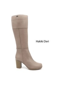 Resim Gönderi R Kadın Bej Fermuarlı Kalın Topuklu Hakiki Deri Çizme Gkzc13444602 Bej 