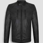 Resim Defelli Hayabusa Erkek Siyah Hakiki Deri Mont 503 