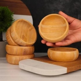 Resim 6'lı Doğal Bambu Çerezlik ve Sunum Kasesi – Şık, Sağlıklı ve Dayanıklı 