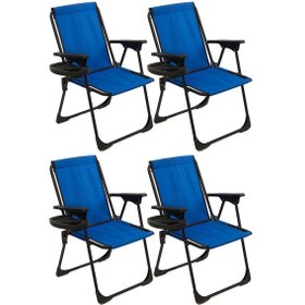 Resim Natura 4 Adet Kamp Sandalyesi Bardaklıklı - Mavi 