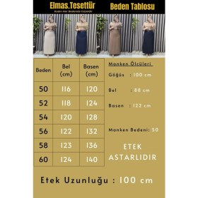 Resim Elmas Tesettür Kadın Giyim Büyük Beden Kemerli Gizli Yırtmaç Detaylı Astarlı Krep Kumaş Etek 