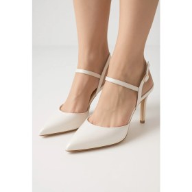 Resim Kadın Topuklı Bantlı Stiletto Ayakkabı Bej 