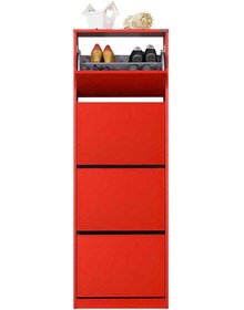 Resim Flat Duo 4 Katlı Ayakkabılık-Kırmızı 51x157x26 cm (GxYxD) Kırmızı 