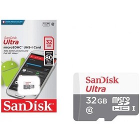 Resim Sandisk Ultra SDSQUNR-032G-GN3MN 32 GB Micro SDHC UHS-I Class 10 Hafıza Kartı 