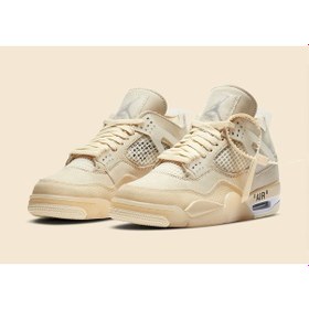 Resim Nike Air Jordan Retro 4 x Off White Sail Erkek Spor Ayakkabı 