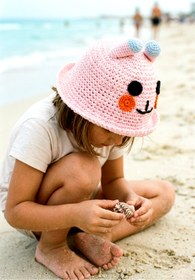 Resim LAGRANZE Cute Face Kulaklı 4-7 YAŞ KIZ ÇOCUK Hasır Şapka 